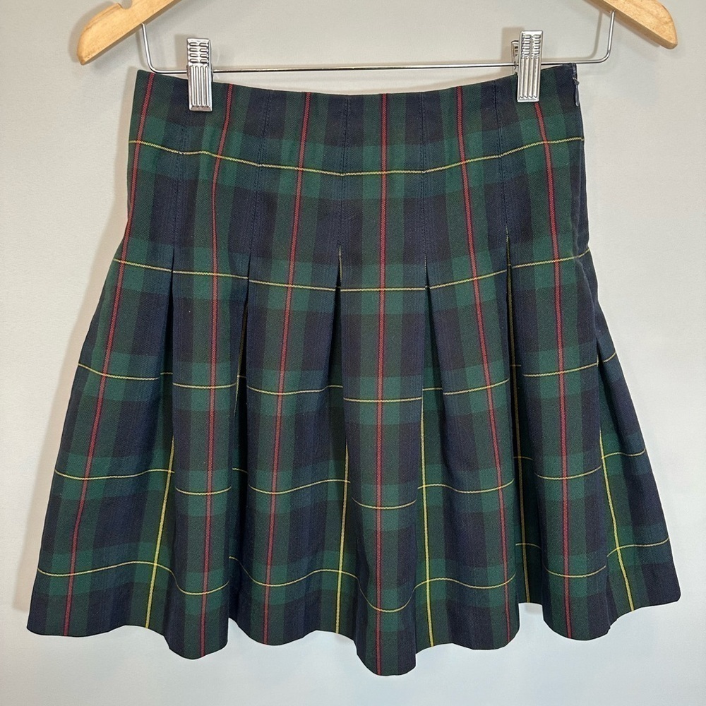 Plaid Striped Pleated Mini Skirt Uniform Preppy Size M Womens Juniors - Picture 2 of 4